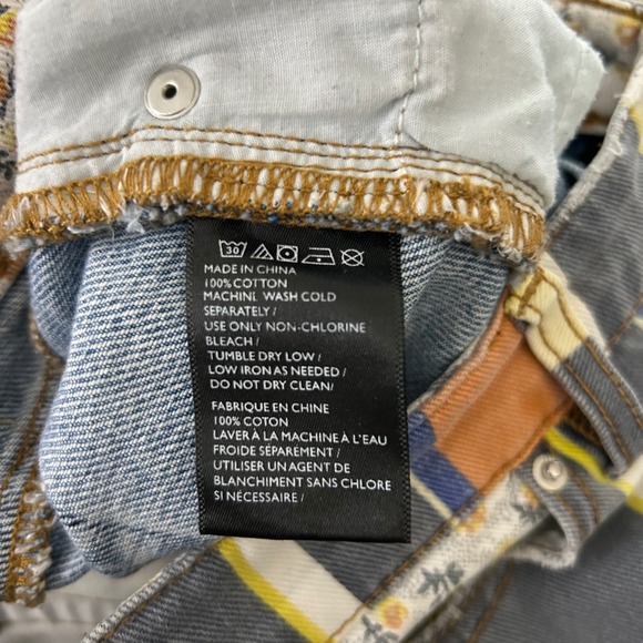 BDG Denim Mini Skirt Asymmetrical‎ Patchwork Striped Floral Size Large - Picture 7 of 7